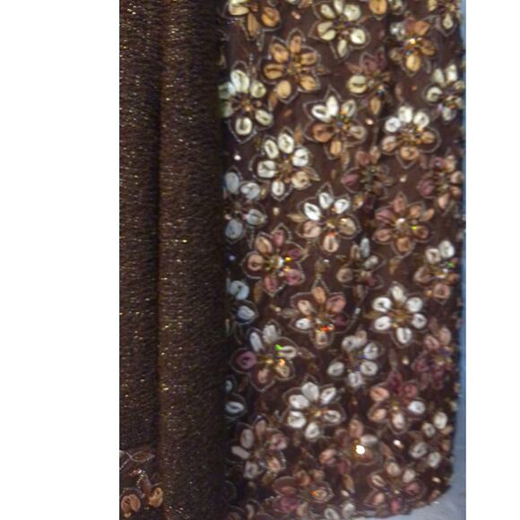 Vintage Christian A Wool Lurex Chocolate Gold Jacket Tank And Skirt Set Size 6 - Picture 5 of 11